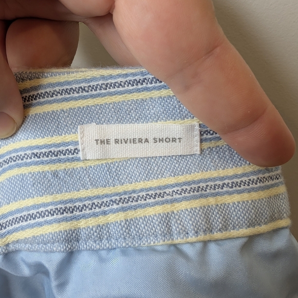 LOFT Women's Size 12 100% Cotton Blue Yellow Striped Riviera Short - Picture 4 of 10